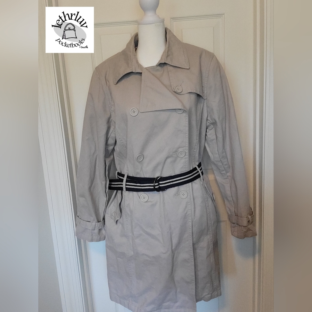 Khaki Cotton Twill Trench Coat Women's Size 12